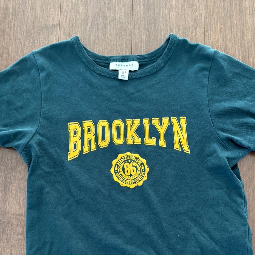 Topshop Blue and Yellow Short Sleeve Tee